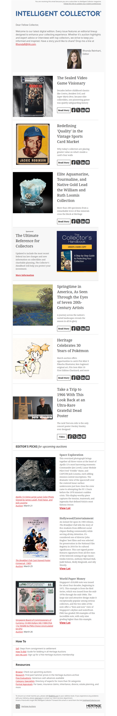 Your Intelligent Collector Special Delivery Newsletter