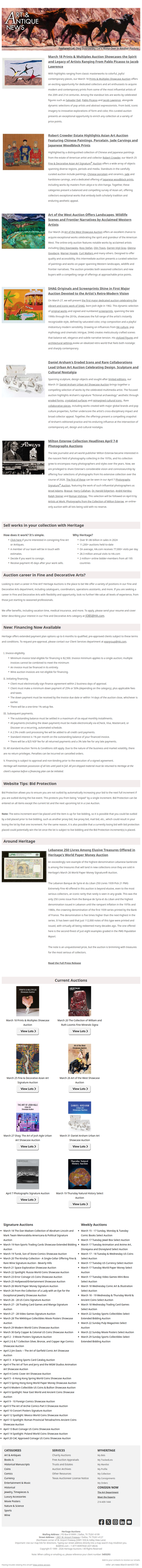 Heritage Auctions Art and Antique News
