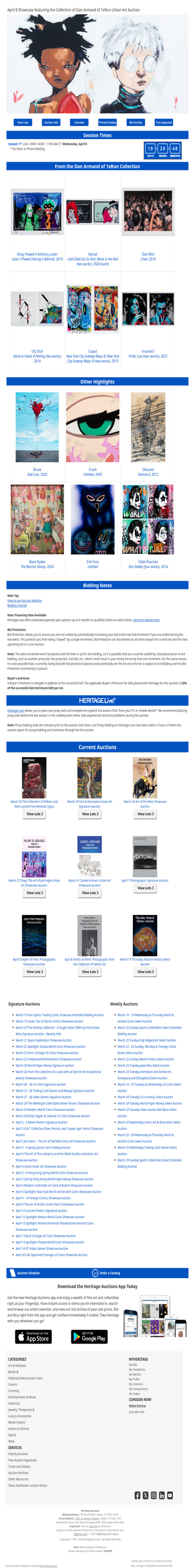 Bid Now: April 8 Showcase featuring the Collection of Dan Armand of 1xRun Urban Art Auction