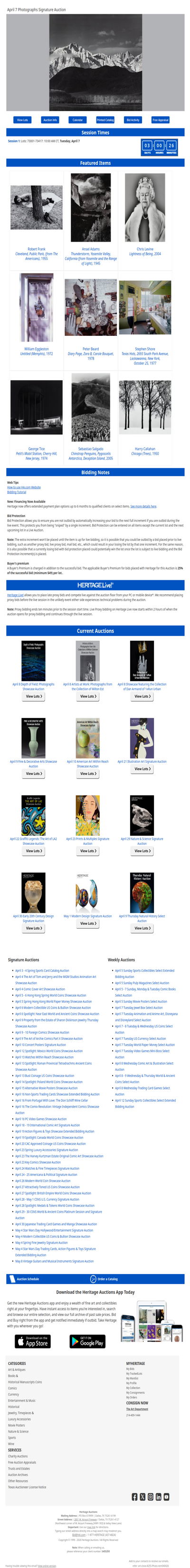 Ending Soon: April 7 Photographs Signature Auction