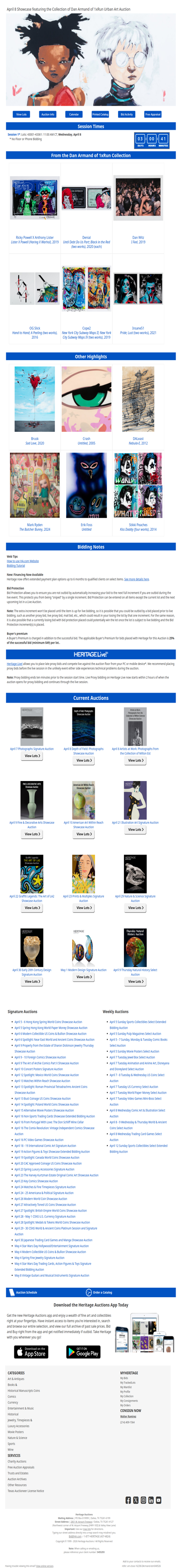 Ending Soon: April 8 Showcase featuring the Collection of Dan Armand of 1xRun Urban Art Auction