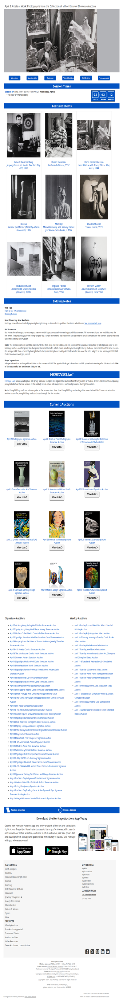 Ending Soon: April 8 Artists at Work: Photographs from the Collection of Milton Esterow Showcase Auction