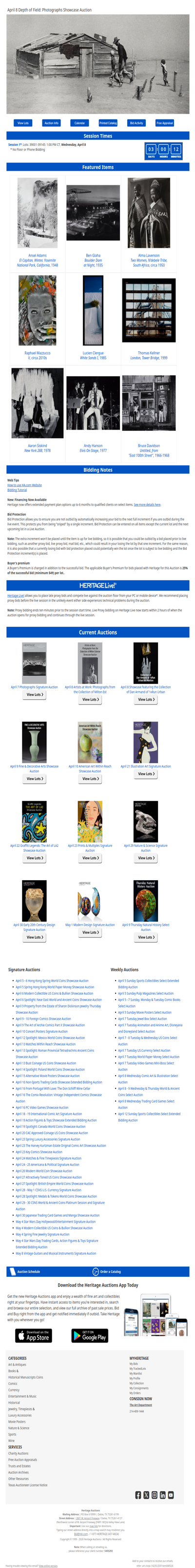 Ending Soon: April 8 Depth of Field: Photographs Showcase Auction