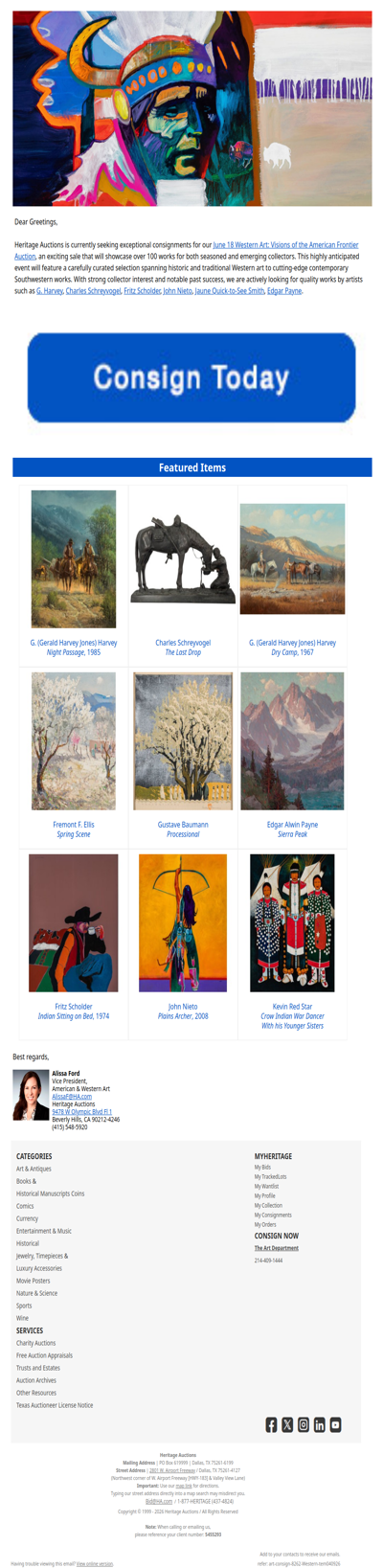 Consign your items to our June 18 Western Art: Visions of the American Frontier Auction