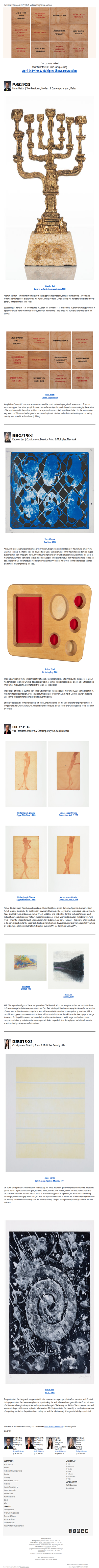 Curators' Picks from the Prints & Multiples Auction