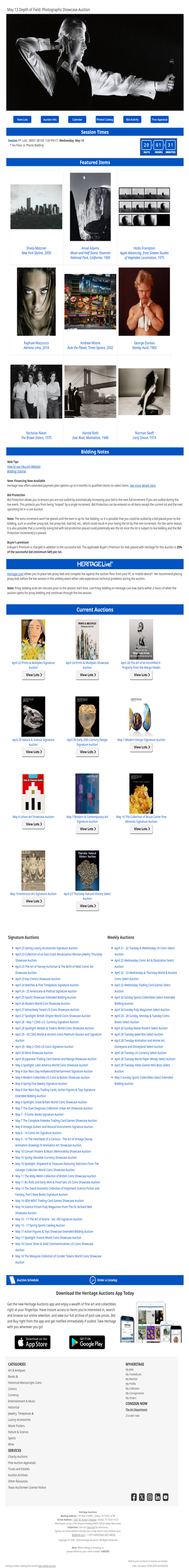 Bid Now: May 13 Depth of Field: Photographs Showcase Auction