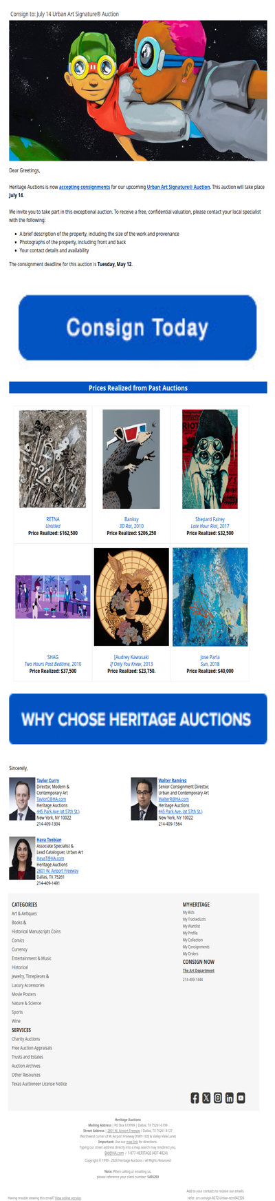Consign to our July 14 Urban Art Auction