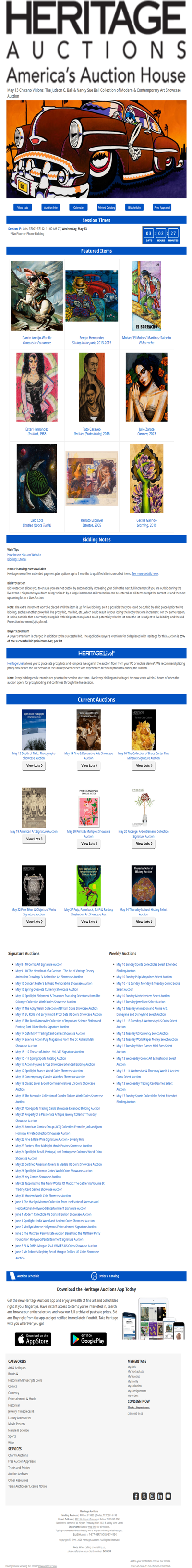Ending Soon: May 13 Chicano Visions: The Judson C. Ball & Nancy Sue Ball Collection of Modern & Contemporary Art Showcase Auction