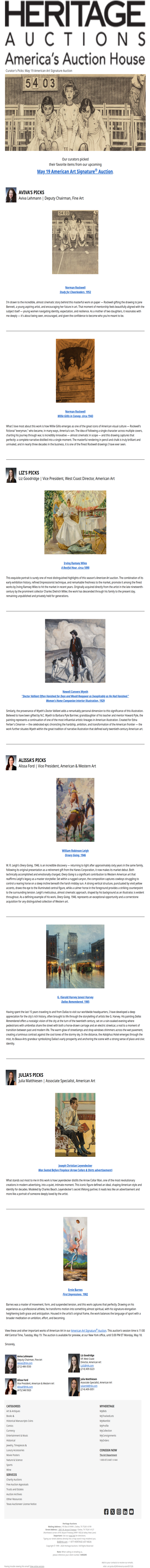 Curators' Picks from the May American Art Auction