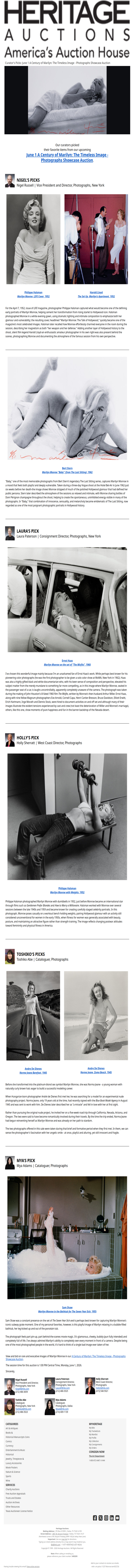 Curators' Picks from Our Century of Marilyn: The Timeless Image - Photographs Auction