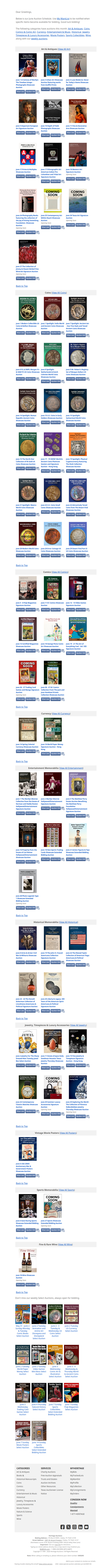 Auction Calendar: Don’t Miss These Upcoming Events