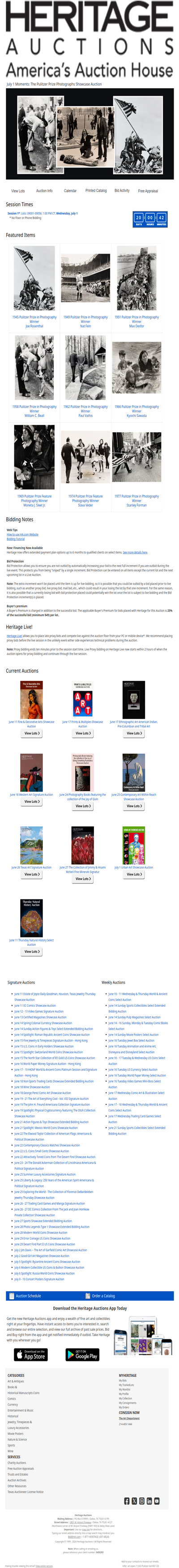 Bid Now: July 1 Moments: The Pulitzer Prize Photographs Showcase Auction