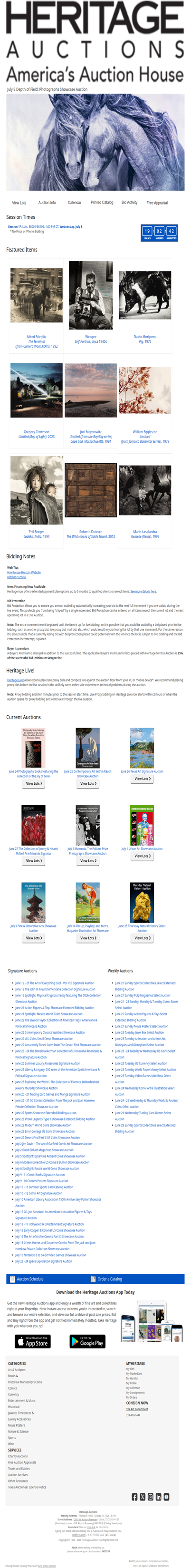 Bid Now: July 8 Depth of Field: Photographs Showcase Auction