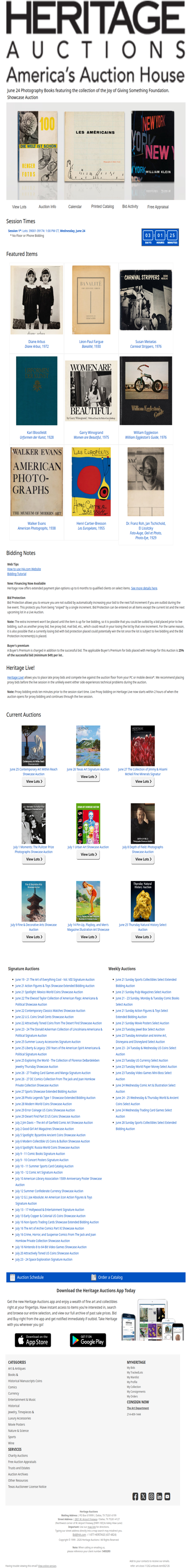 Ending Soon: June 24 Photography Books featuring the collection of the Joy of Giving Something Foundation.  Showcase Auction