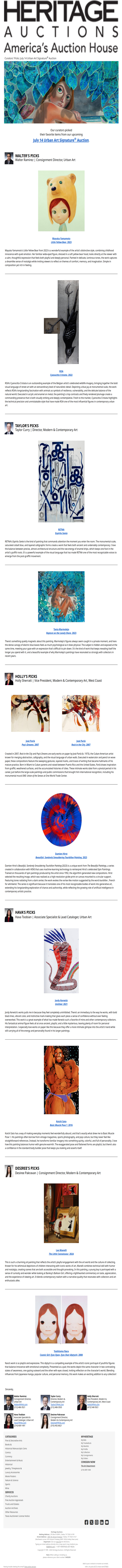 Curators' Picks from the Urban Art Auction