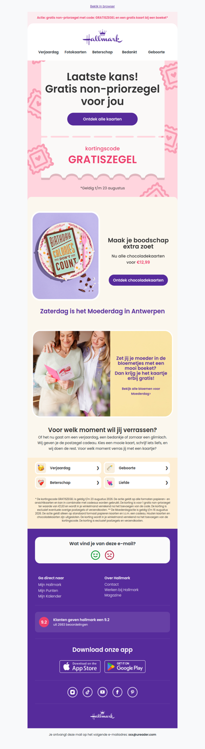 Laatste kans: gratis non-priorzegel