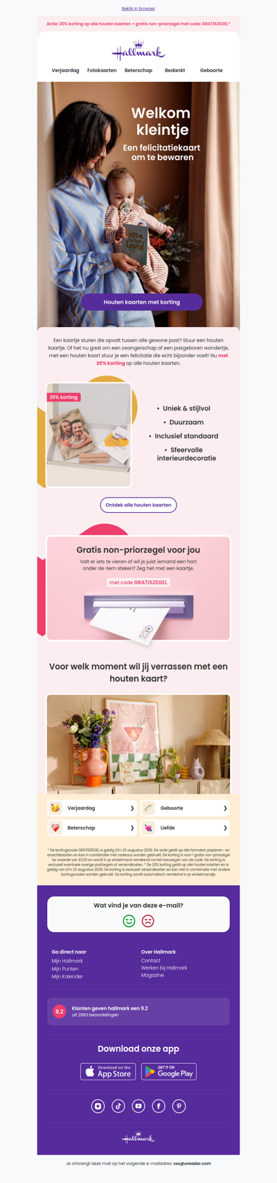 Een opvallend en duurzaam kaartje met 20% korting