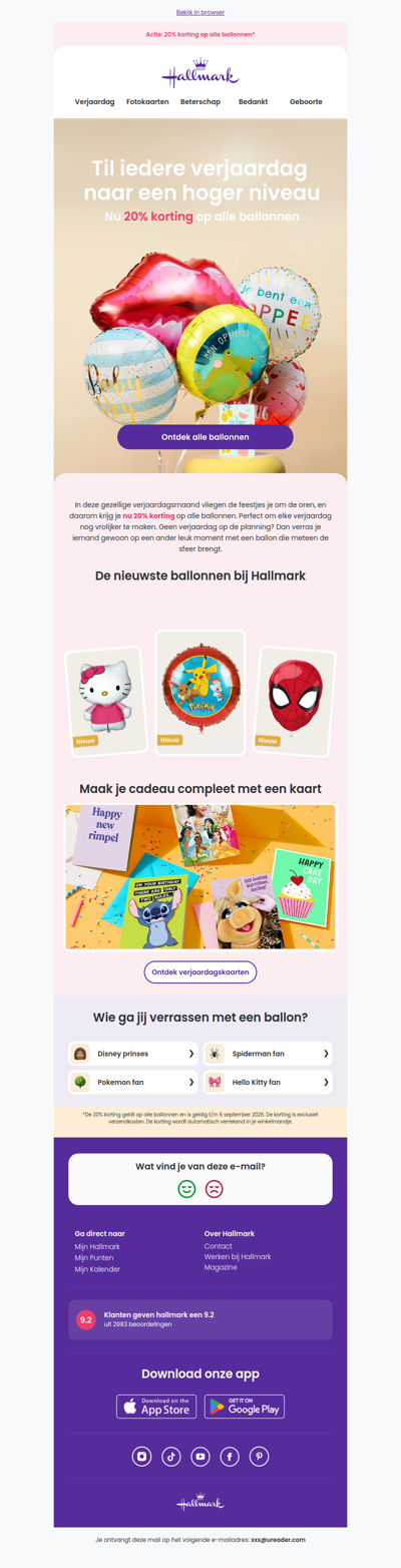 Actie: 20% korting op alle ballonnen 🎈