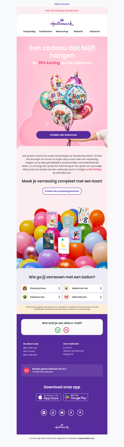 Actie: 20% korting op alle ballonnen