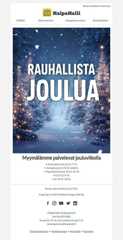 Hyvää ja rauhallista joulua!