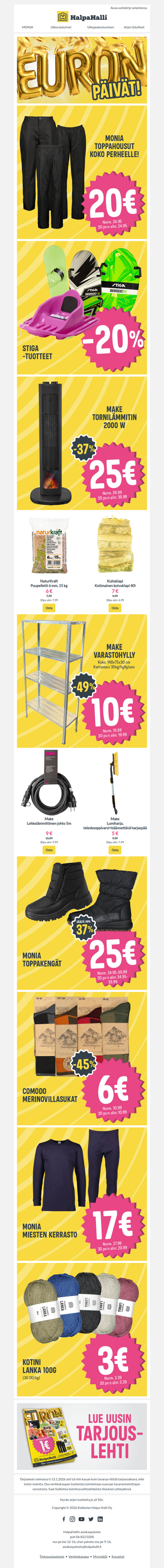 Euron päiviltä edullisesti kaikki tarpeellinen!