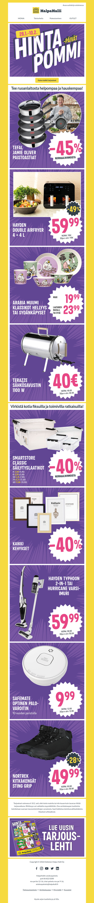 Tee kodista toimivampi Hintapommipäivien tarjouksilla!