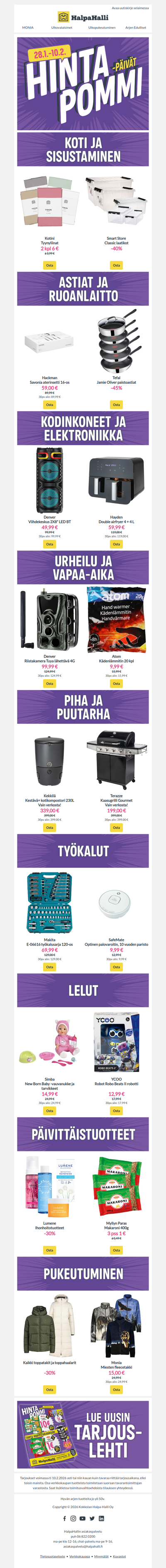 Viimeinen päivä, viimeiset HINTAPOMMIT!