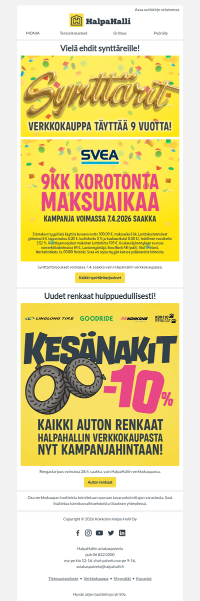 Vielä ehdit synttäreille!