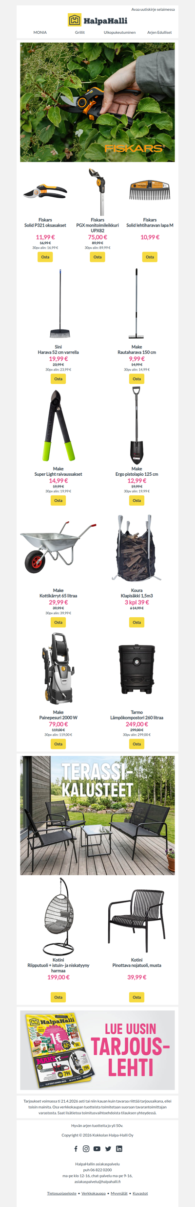 Pihahommat käyntiin! Välineet ja kalusteet valmiina kevääseen