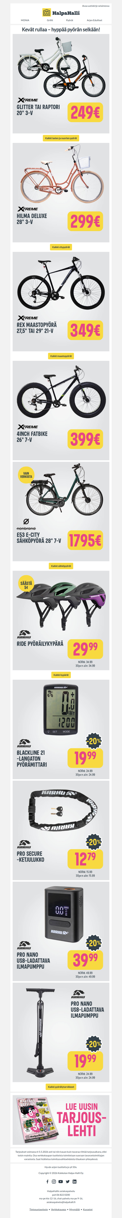 Pyörät, kypärät ja tarvikkeet – kaikki valmiina kauteen!
