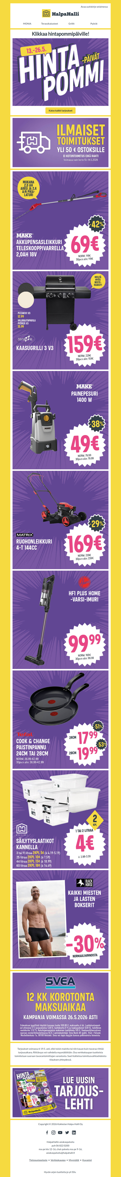 HalpaHallissa alkoi Hintapommipäivät! 💥