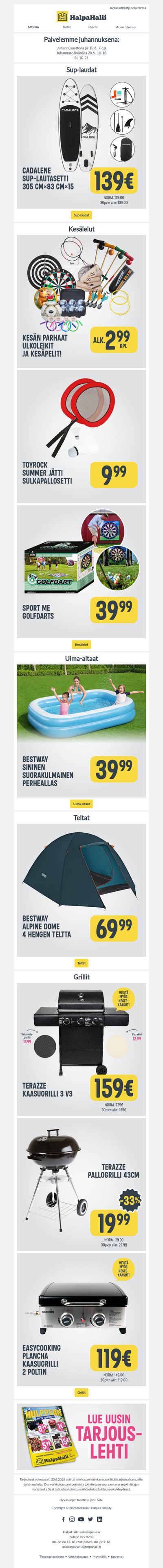 ☀️ Parhaat kesätarjoukset nyt HalpaHallista