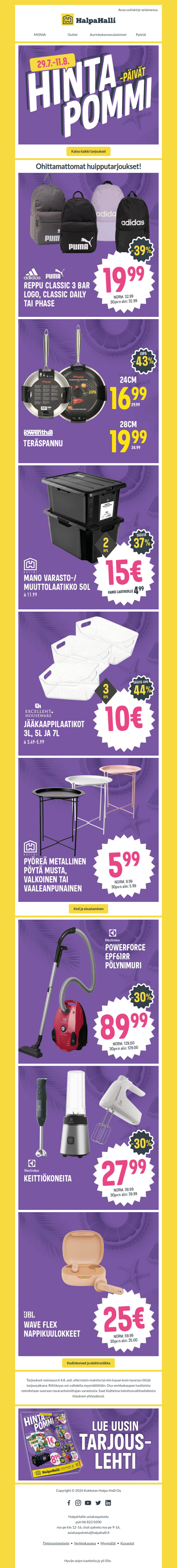 Hintapommipäivien ohittamattomat huipputarjoukset