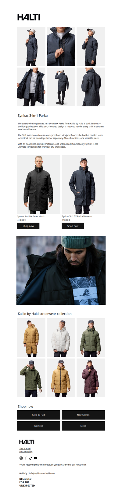 One jacket. Three ways to face the season.