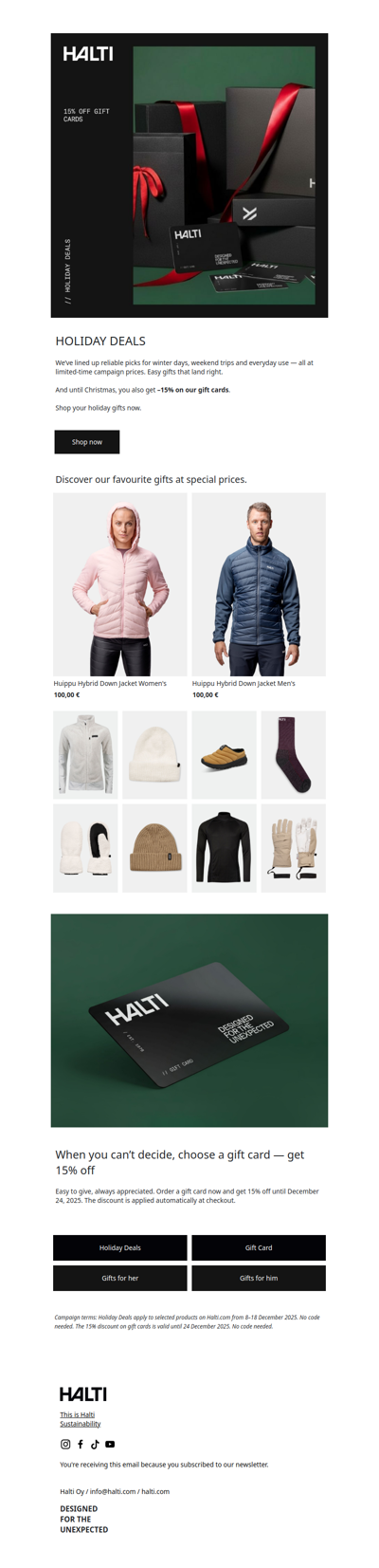 Holiday Deals & 15% off Gift Cards