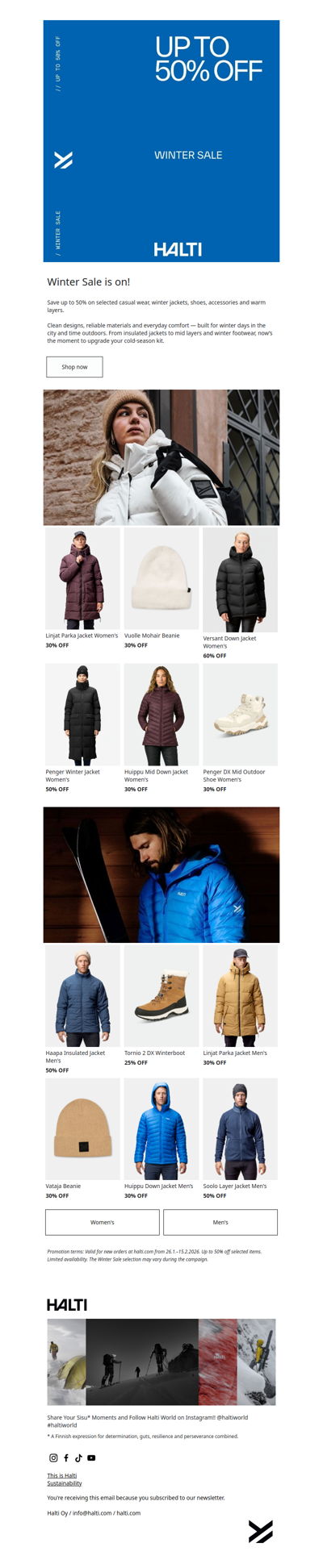 Winter essentials, now up to 50% off