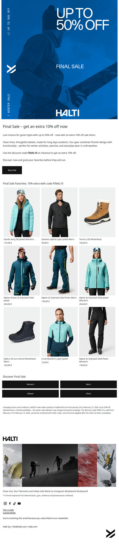 Last chance: Final sale + 10% extra