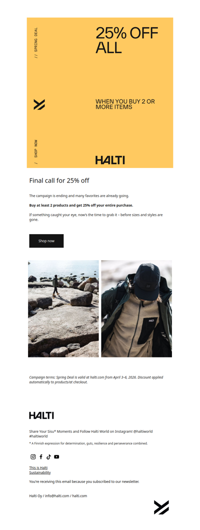 Final call for 25% off