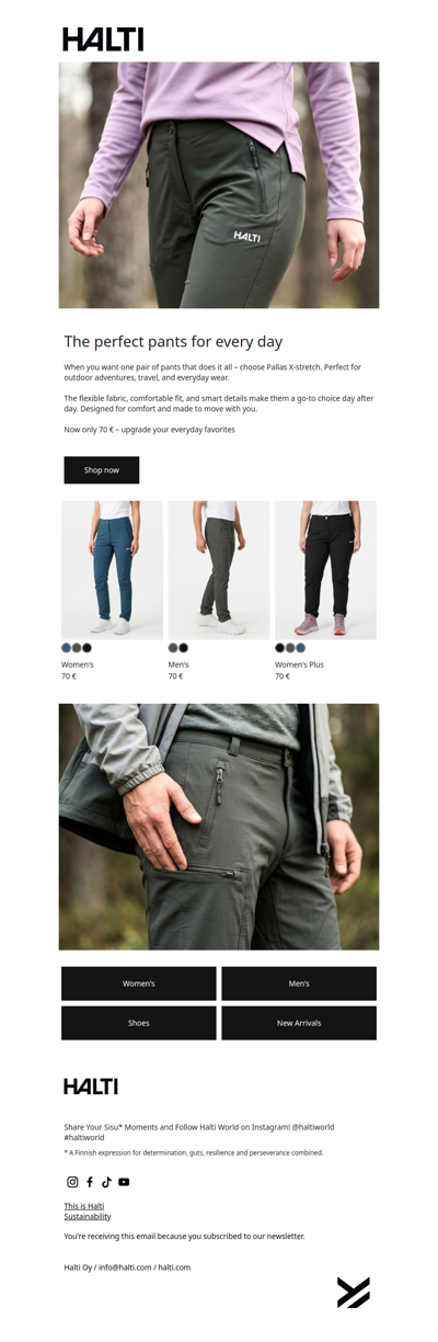 Don’t miss the offer on Pallas x-stretch 70€