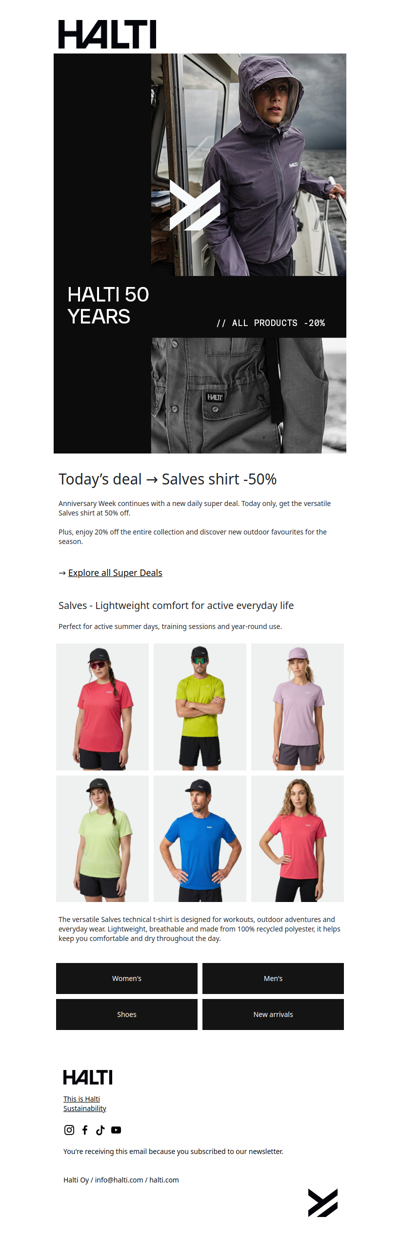 Today’s deal → Salves shirt -50%