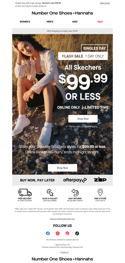 Flash Sale: Skechers $99.99 or Less!