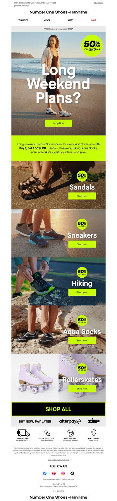 Long Weekend: 50% Off 2nd Pair