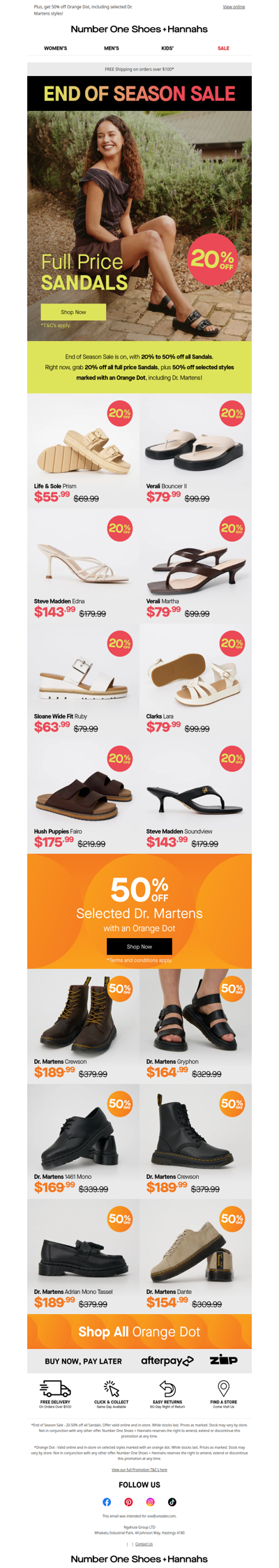 AT LEAST 20% OFF ALL SANDALS!