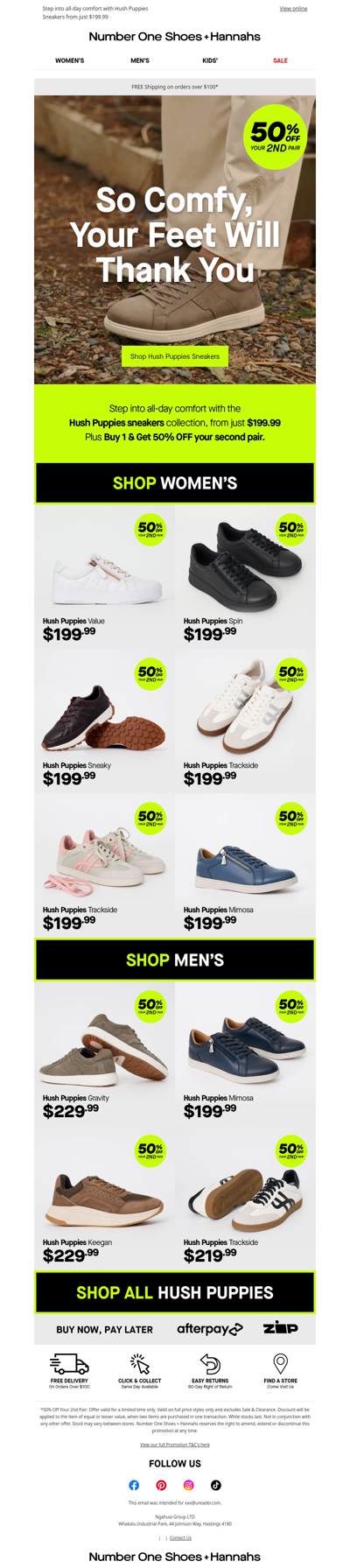 Hush Puppies Sneakers: 50% OFF Your 2nd Pair