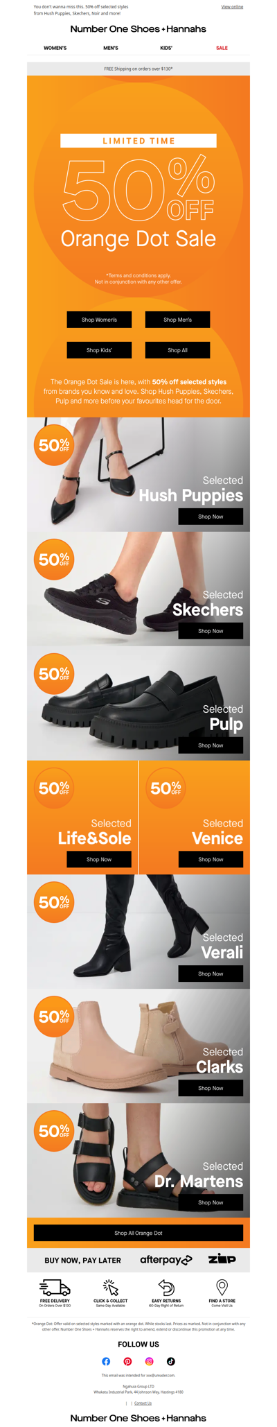 50% off Hush Puppies & More! 🟠