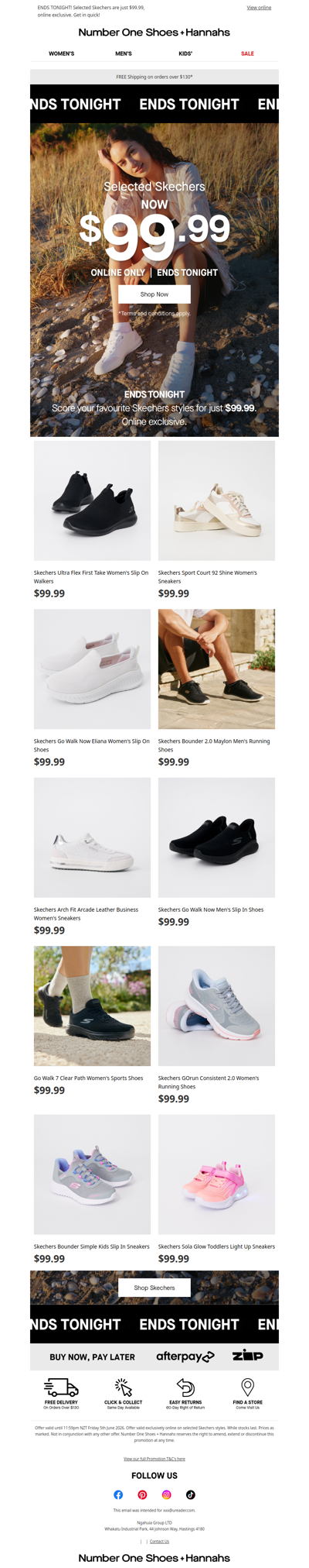 FINAL HOURS: Skechers $99.99!