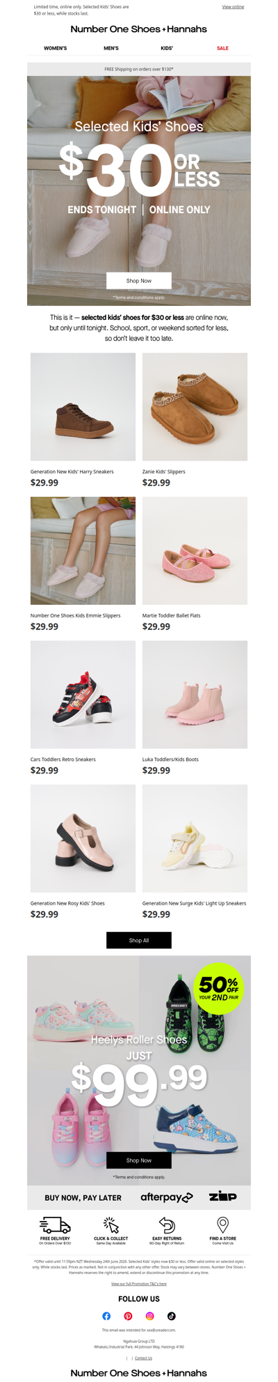 Kids' Shoes Sale ENDS TONIGHT ⌛