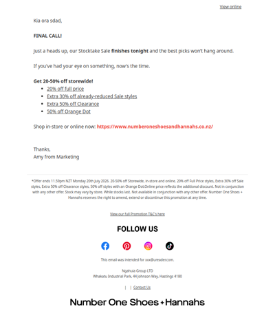 RE: 20-50% off EVERYTHING ENDS TONIGHT