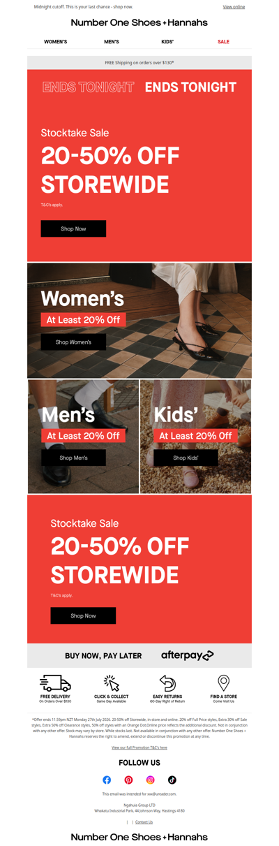 FINAL HOURS: 20-50% off EVERYTHING ENDS TONIGHT