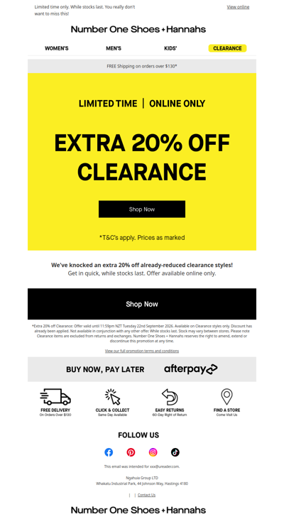 EXTRA 20% off Clearance! ✨